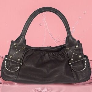 Charles David Chocolate Brown Pebbled Leather Shoulder Bag